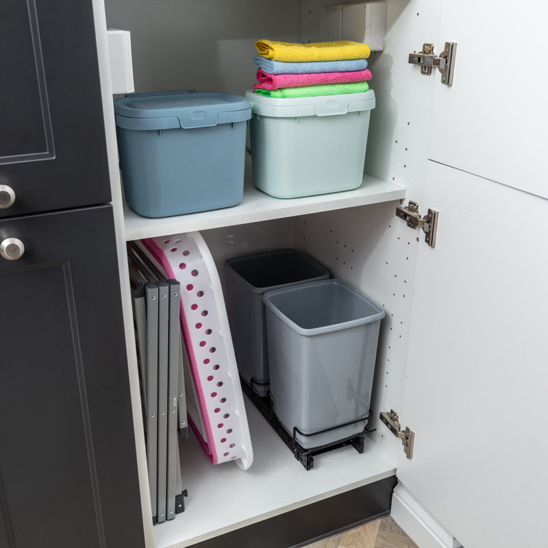 Plastic Manual Lift Waste Bin - 4.5L, Metallic/Air Blue/Mist
