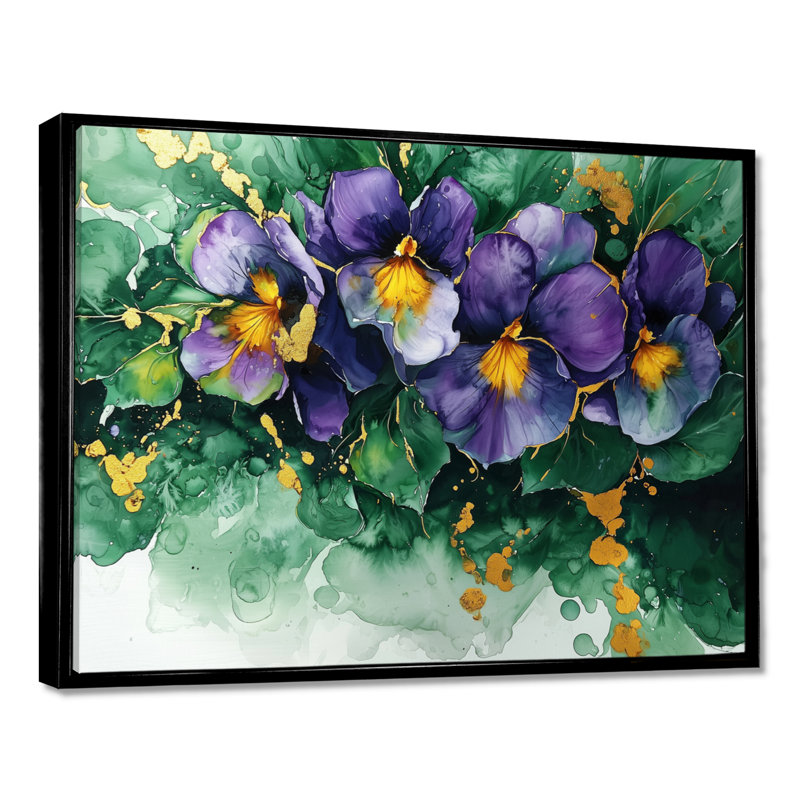 Art mural Wickham - Violets Large, Noir, H 12 po x l 20 po, Reproduction avec cadre flottant