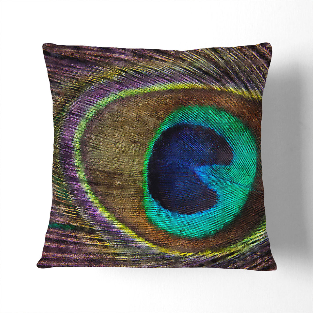 Peacock Feather Painting Scatter Cushion with Filling