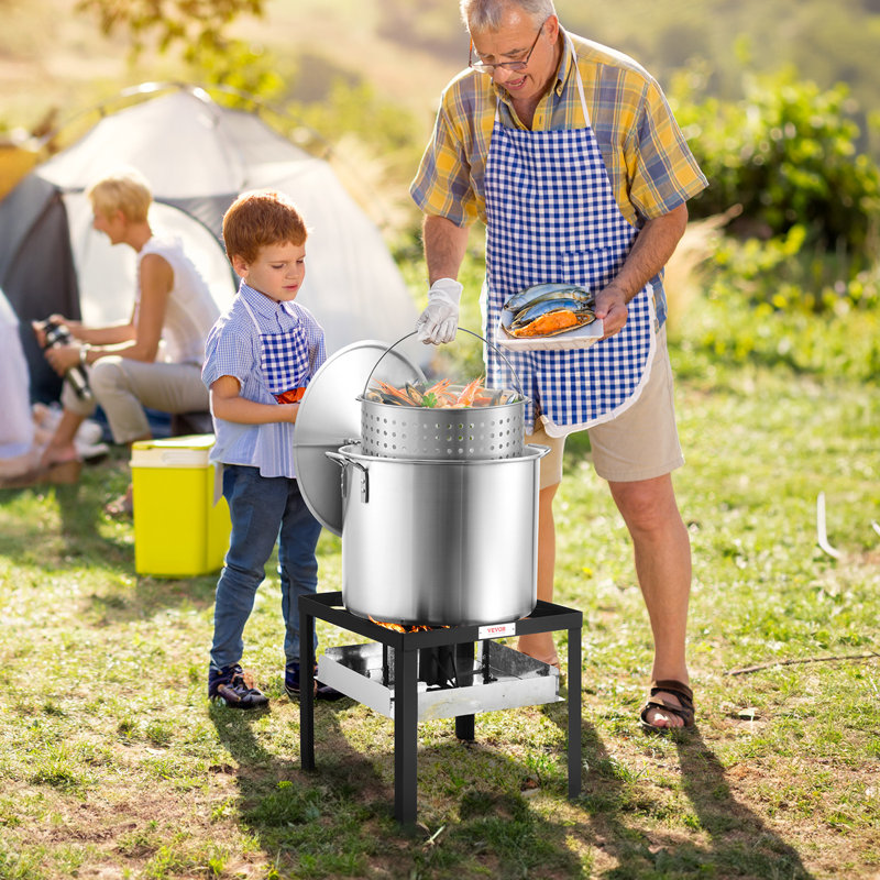 60 Qt Seafood Boiling Kit with Strainer Outdoor Crab Crawfish Cooking Pot, 34.3" H x 23.2" W x 20.7" D