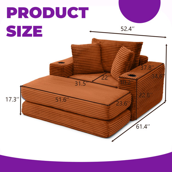 Latitude Run® Oversized Cloud-Like Boneless Chaise Lounge & Sofa Bed ...