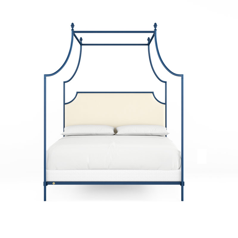 337 Flying Arch Canopy Bed | Complete Canopy, King, Navy Blue/Beige