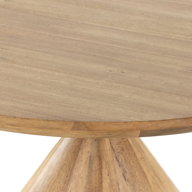 Bibianna Round Solid Wood Dining Table, Smoked Honey/Blush Marble