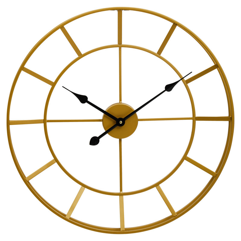 Nekoma Metal Wall Clock, 60cm H x 60cm W x 5cm D, Gold/Black