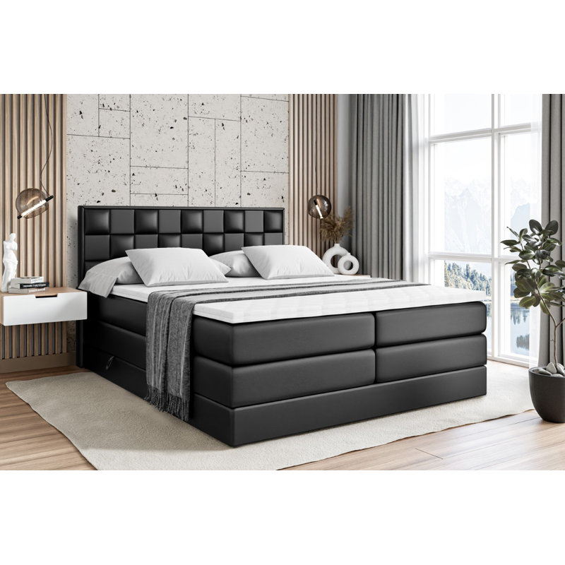 Pocket Spring Mattress Divan Bed Set, Black, 120cm W x 200cm D