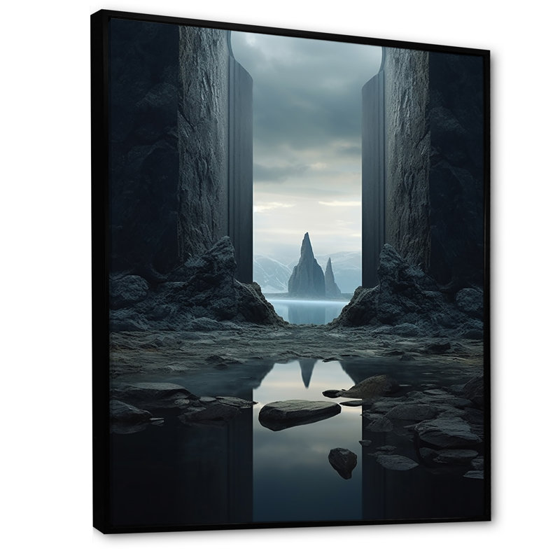 «Mind-Blowing», art mural surréalisme, Cadre flottant noir, H 44 po x l 34 po x P 1,5 po