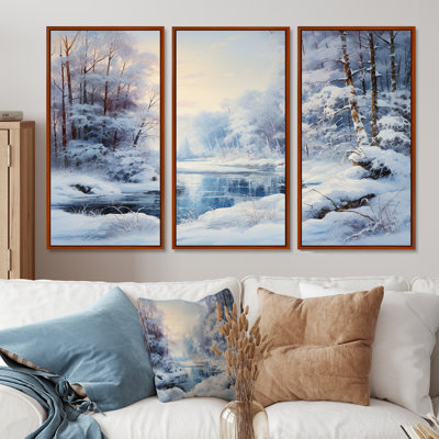 Winter River Window View II - Winter Landscape, art mural