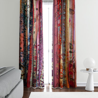 Panneaux de rideaux semi-transparents à motif floral
