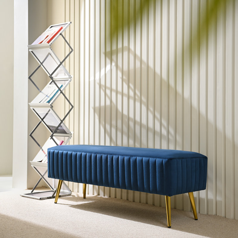 Lit tapissier et banc d'entrée Cayley-Jade, H 16 po x l 46 po x P 15,70 po, Bleu