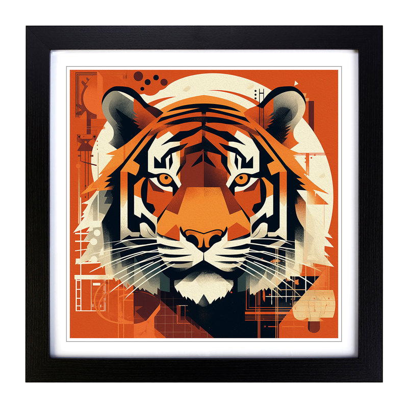 Tiger Constructivism - Framed Print, Black