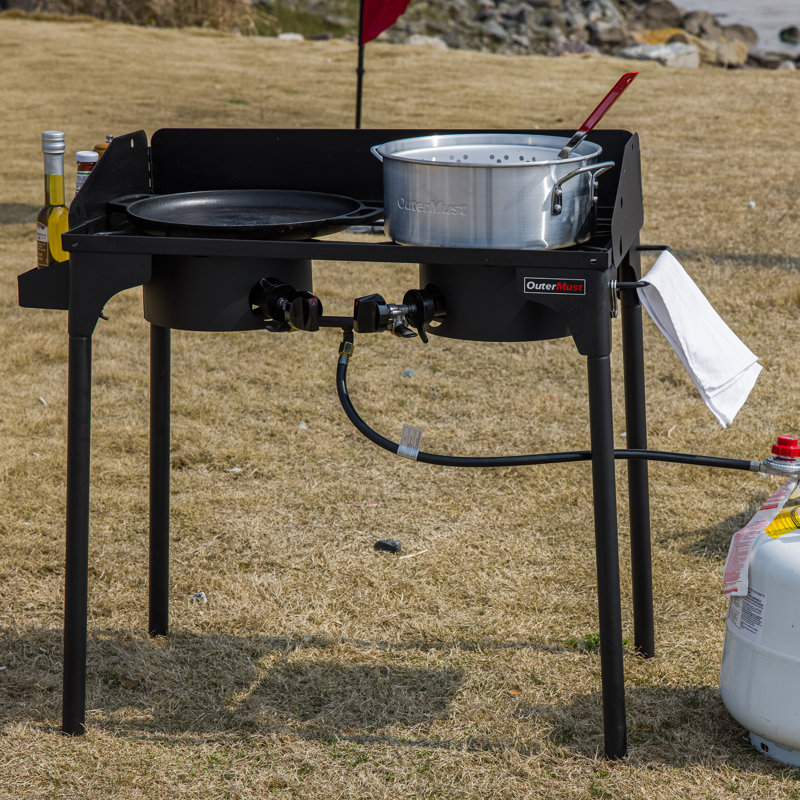 Black Double Burner Outdoor Propane Stove