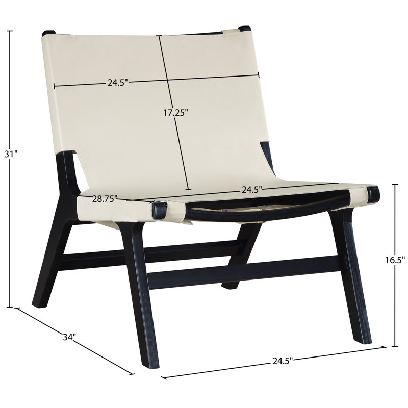 Fauteuil d'appoint en cuir Rawlins, Cuir crème végétalien, Noir