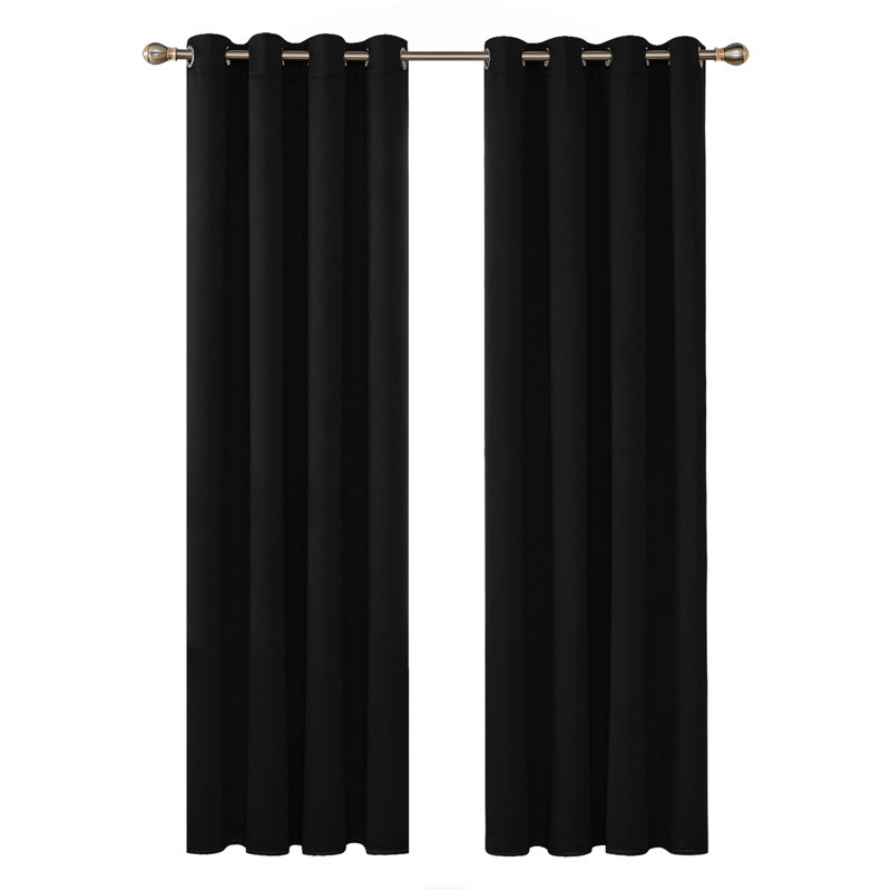 Brynnli Eyelet Blackout Thermal Curtains, 132cm W x 138cm D, Black