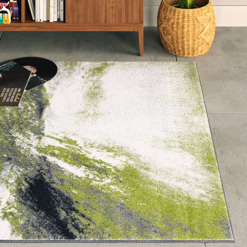 Rizer Abstract Gray/Green Area Rug, Rectangle 5'3" x 7'6"