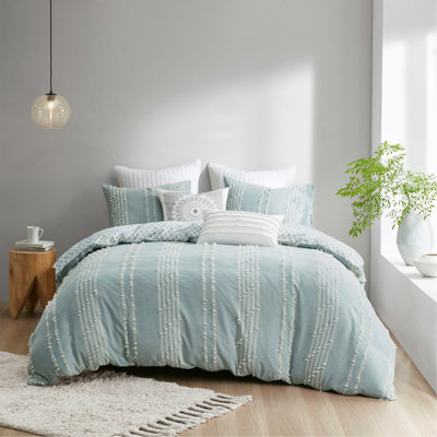 Ensemble de housse de couette en jacquard de coton double / grand 3 pièces avec conception réversible et entretien facile