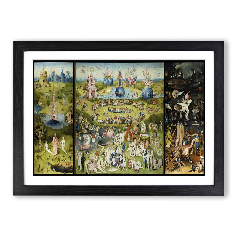 The Garden of Earthly Delights by Hieronymus Bosch - Picture Frame Painting on MDF, 27cm H x 36cm W x 2cm D, Black