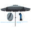Parasol de patio extérieur 10pi (3 m) avec rabat, 8 pièces, avec inclinaison, avec manivelle, sans base / anthracite, taille de poteau 38 mm (1,49 pouce)