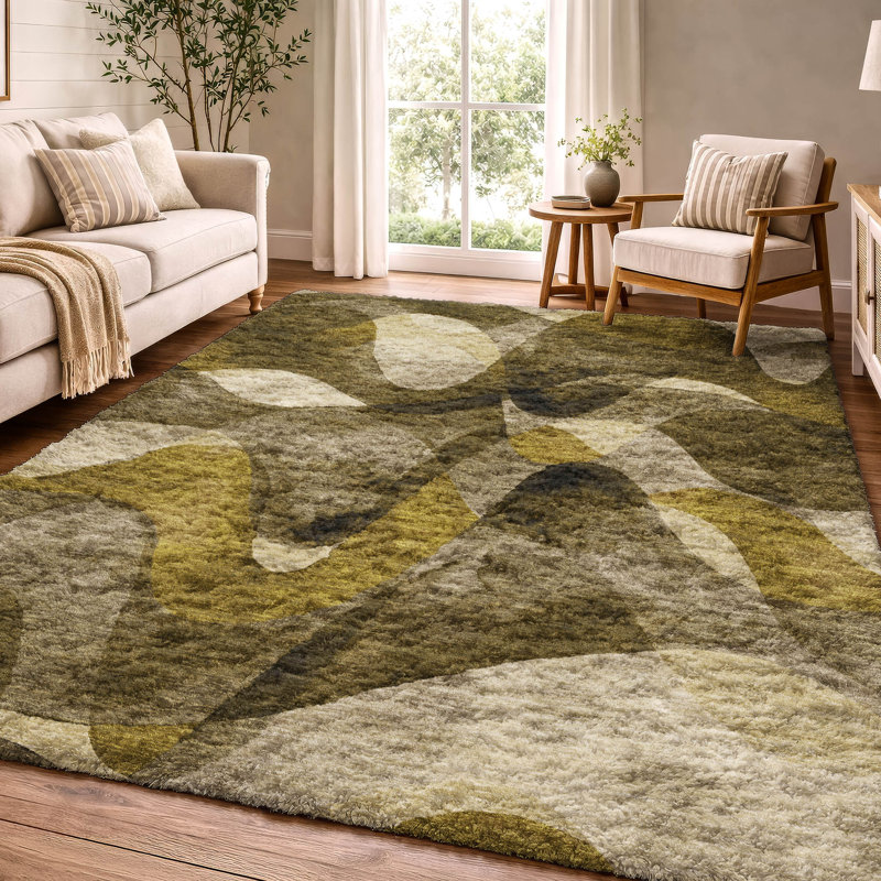 Tapis à poil long de qualité supérieure lavable à la machine ADS536, Café, 8 pi x 10 pi