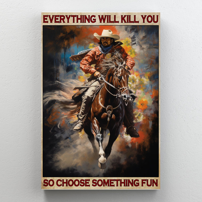 «Cowboys So Choisissez Quelque Chose» - Reproduction d'art graphique rectangulaire sur toile tendue 1 pièce