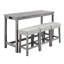 Table de bar industrielle avec prise électrique pour salle à manger - Chaises de salle de jeux recouvertes de lin gris, design ergonomique 4 pièces et surface facile à nettoyer