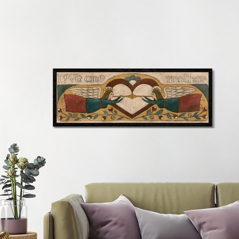 Love One Another by Teresa Kogut - Panoramic Painting on Canvas, 121.92 cm H x 40.64 cm W, Black Framed