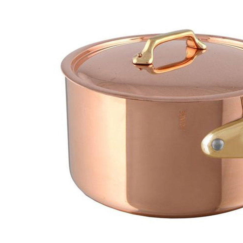Casserole avec couvercle, poignée en laiton mauvais 1,8 pi