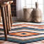 Tapis orange / crème / bleu marine crocheté à la main-938273959