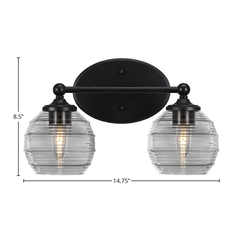 Barre d'éclairage pour salle de bain Aitkens, 2, Noir mat