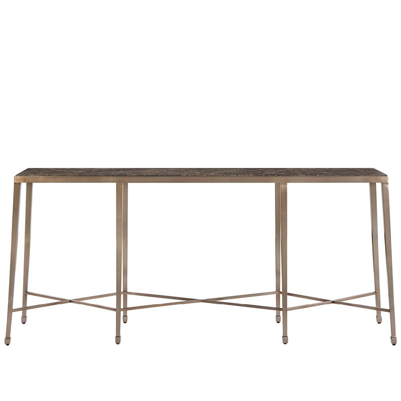 Emperador 74" Wide Dark Emperador Natural Stone Dusty Bronze Console