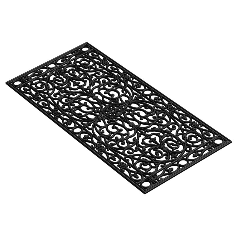 Tapis de porte d'extérieur antidérapant Schairer, L 22 po x L 48 po, Noir