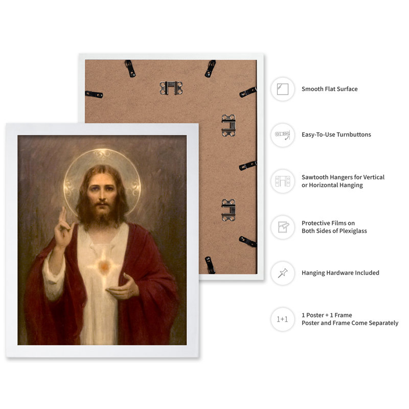 Sacré-Cœur de Jésus No1, Affiche, H 12 po x l 16 po, Encadrement blanc