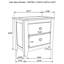 Table de chevet Hazel, 2 tiroirs, boutons en nickel antique, bois de chêne brun 25 po