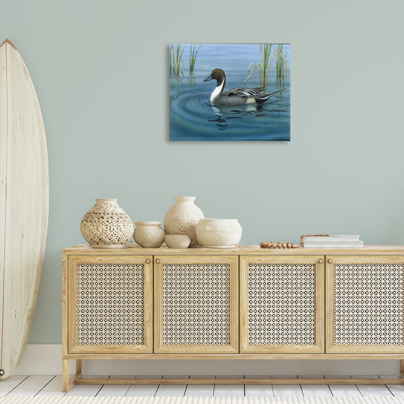  «Pintail Loon in Pond», art mural sur toile par Valerie Rogers, H 24 po x l 30 po