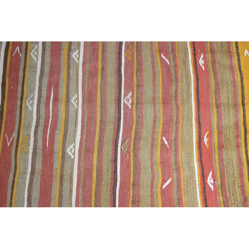 Petit tapis kilim turc Oushak rétro avec motifs en tons de gris tissés à la main pour les espaces d'entrée dans les tons verts