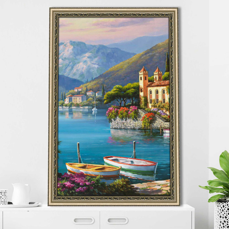 Villa Bella Vista I par - Peinture, Encadrement champagne, H 39,5 po x l 27,5 po x P 0,75 po