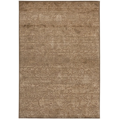 Tapis floral anthracite / chameau