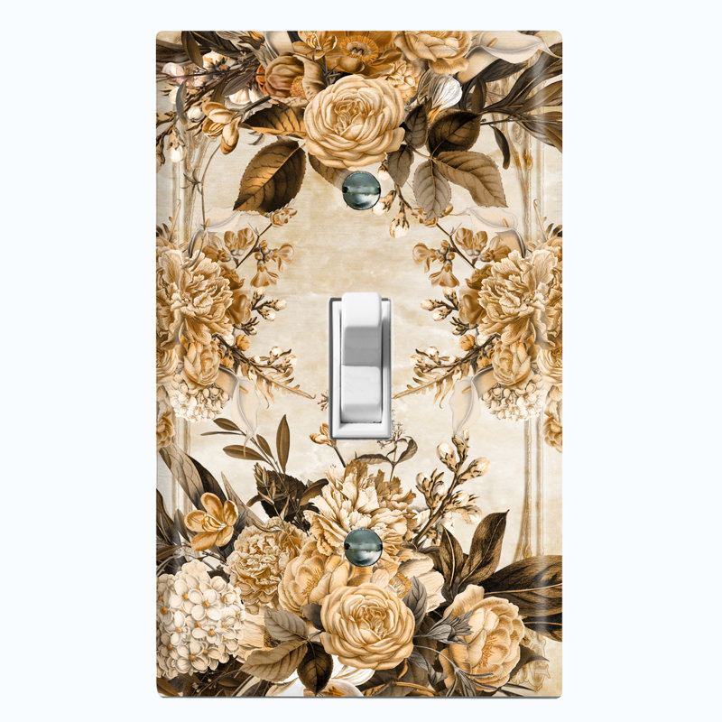 Patterned 1 - Gang Toggle Light Switch Standard Wall Plate, Brown