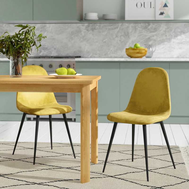 Mcneel 49cm H Polyester Blend Upholstered Side Chair, Yellow