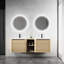 Meuble-lavabo mural 60 po avec tablettes de rangement, lavabo en céramique, 2 portes à fermeture en douceur, contreplaqué, emballage Kd, chêne américain blanc contemporain