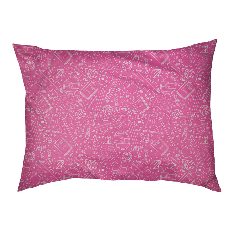 Coussin Byrge, Grand (H 17 po x l 52 po x P 42 po), Rose / blanc