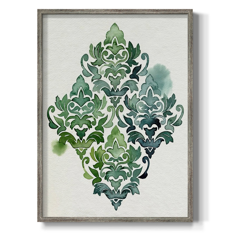 Algae and Azule Motif II Framed Print - Solid Wood, 21" H x 17" W