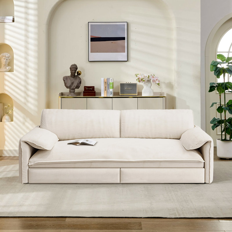 3-in-1 Convertible Sofa Bed Queen Size, Pull Out Sleeper Sofa with Adjustable Backrest, Modern Convertible Couch for Living Room, Apartment & Small Space