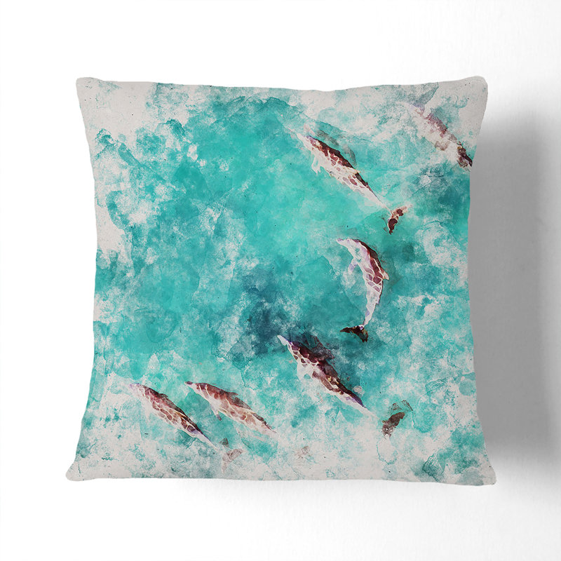 Sunlight upon the Dolphins Cushion with Filling, 55cm H x 55cm W x 20cm D