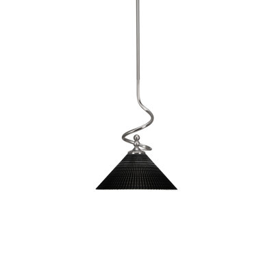 Capri Stem Hung Mini Pendant With 12" Black Matrix Glass