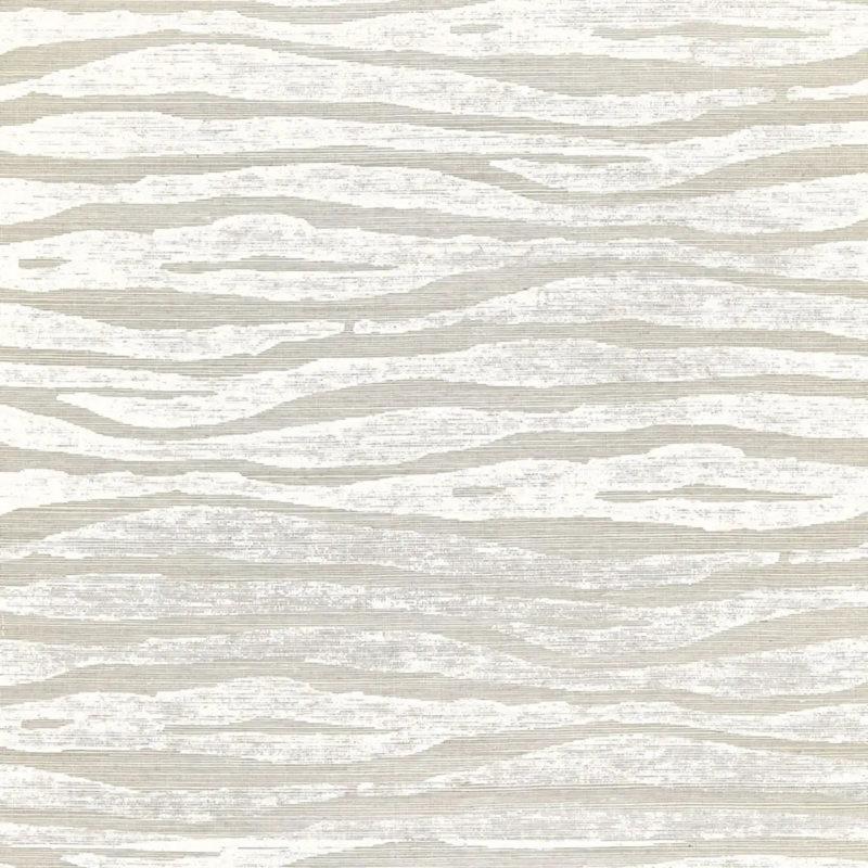 Papier peint Schumacher x Celerie Kemble Ripple Sisal, Brouillard / craie