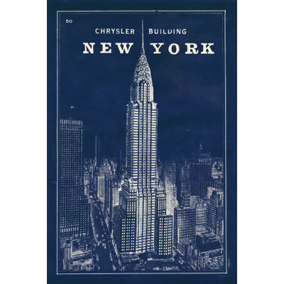 Blueprint New York Chrysler Building by Sue Schlabach - Wrapped Canvas Print