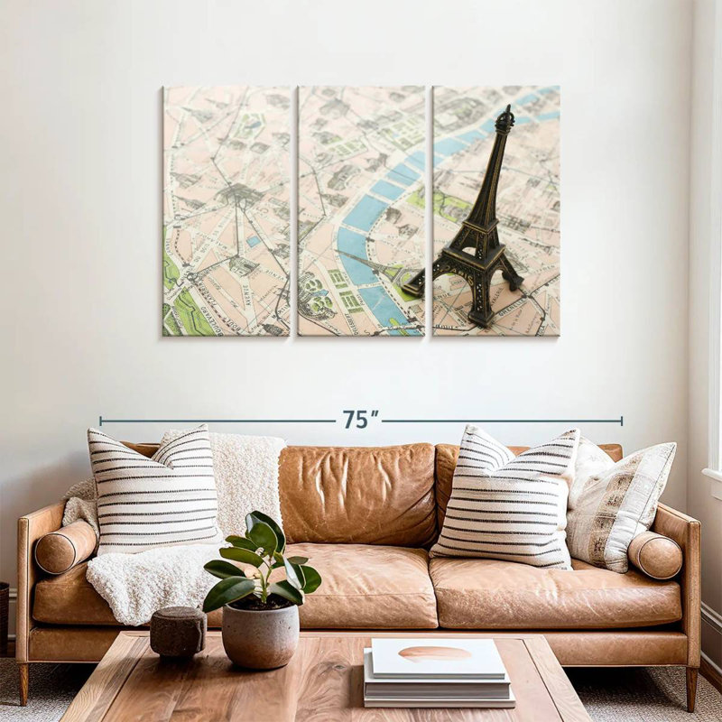 Aliaz Eiffel Tower Paris Map, 36" H x 57" W