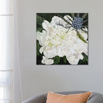Chrysanthemum With Christmas Thistle by Jo Beer - Wrapped Canvas Print