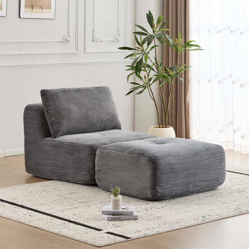 Canapé modulaire en mousse à mémoire de forme moderne modulaire Cloud avec repose-pieds mobile sans assemblage, gris, Gris