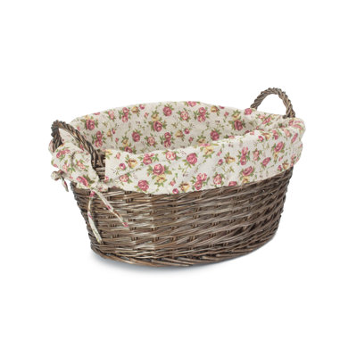 Wicker Laundry Washing Basket with Lining